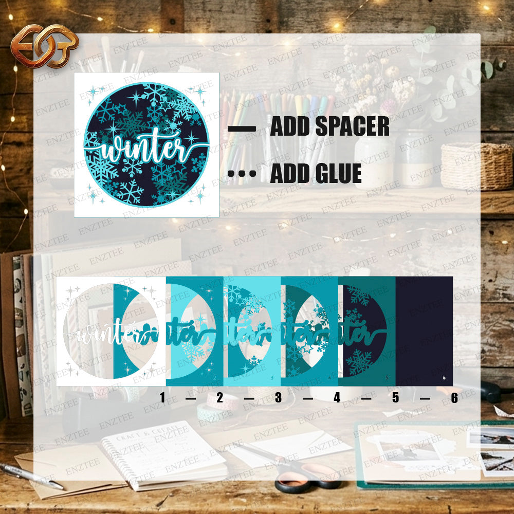 Winter Shadow Box SVG for Cricut | 3D Layered SVG Paper Cut Light Template