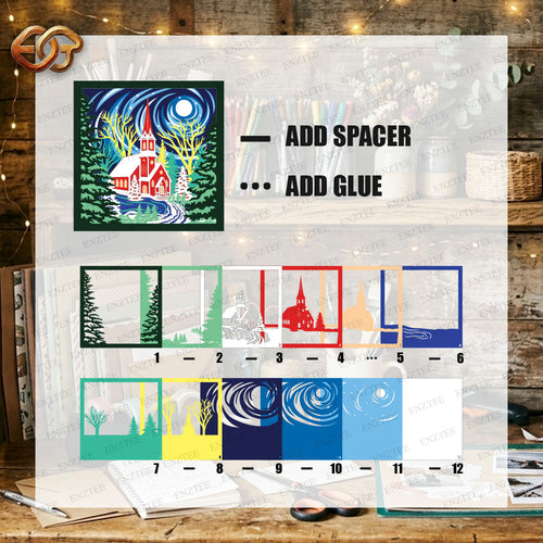 Christmas Church Shadow Box SVG for Cricut | 3D Layered SVG Paper Cut Light Box Template 1