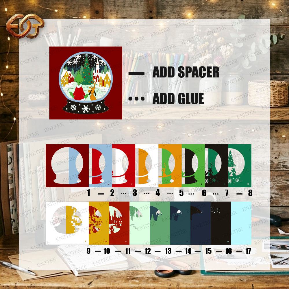 Snowball Shadow Box SVG for Cricut | 3D Layered SVG Paper Cut Light Template 6