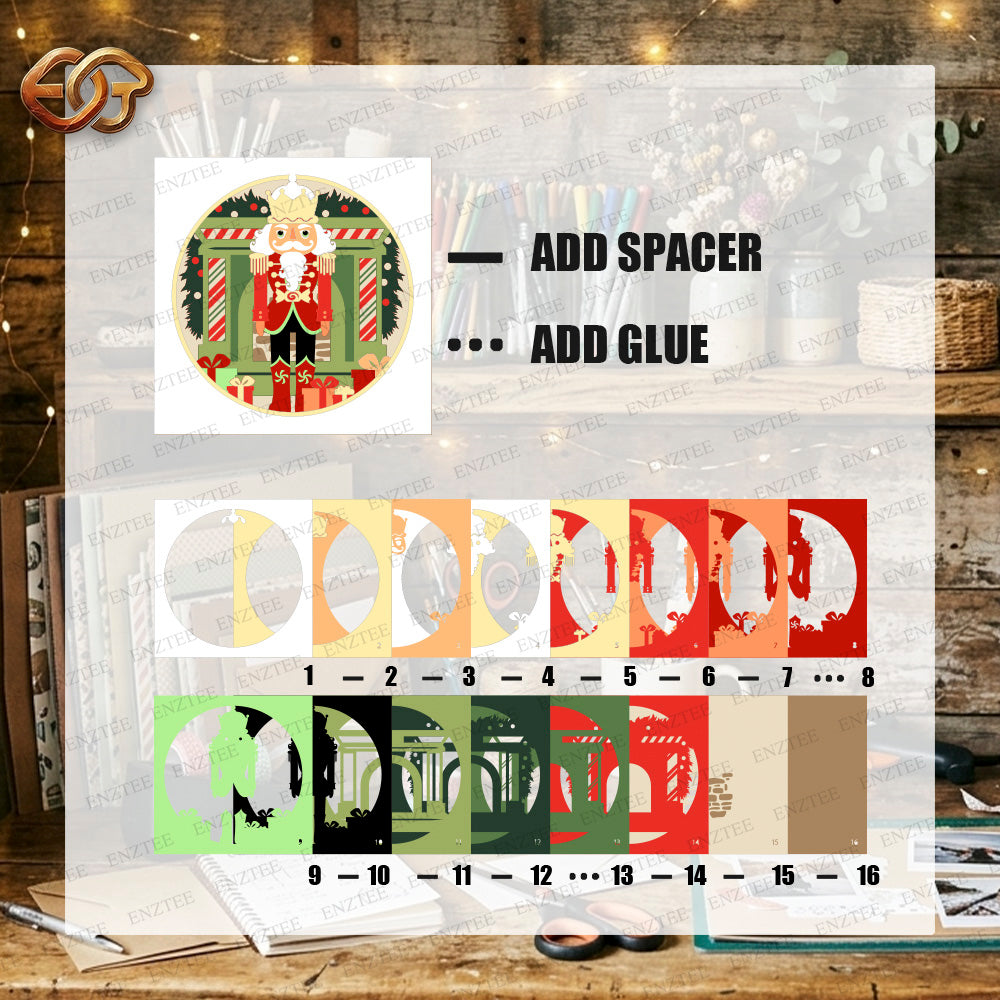 Nutcracker Shadow Box SVG for Cricut | 3D Layered SVG Paper Cut Light Template