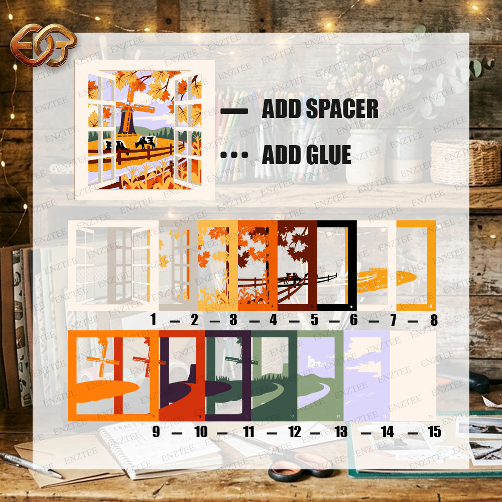 Windmill Shadow Box SVG for Cricut | 3D Layered SVG Paper Cut Light Template