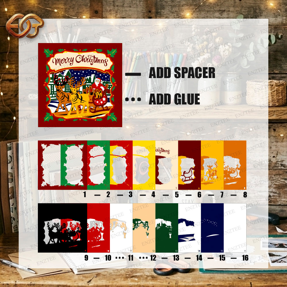 Santa Claus Shadow Box SVG for Cricut | 3D Layered SVG Paper Cut Light Template 3
