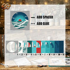 Ocean Waves Shadow Box SVG for Cricut | 3D Layered SVG Paper Cut Light Box Template
