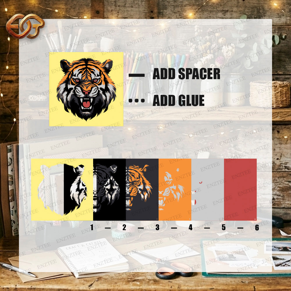 Tiger Shadow Box SVG for Cricut | 3D Layered SVG Paper Cut Light Template