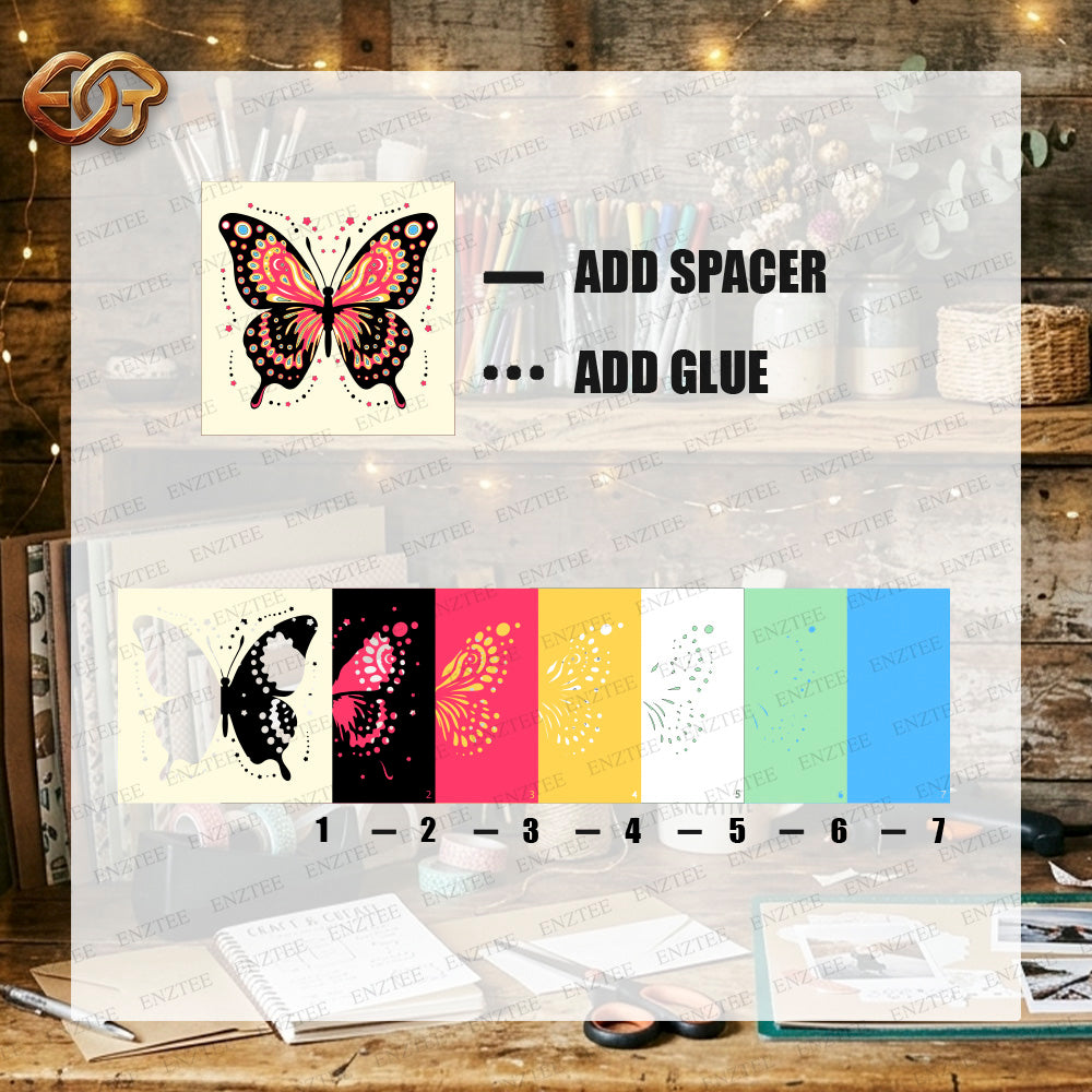 Butterfly Shadow Box SVG for Cricut | 3D Layered SVG Paper Cut Light Template 1